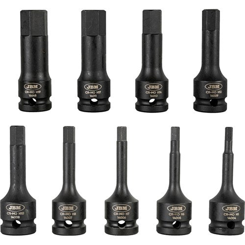 JBM 1/2" pitkä kuusiokolo voimakärkihylsysarja 5-19mm, 78mm