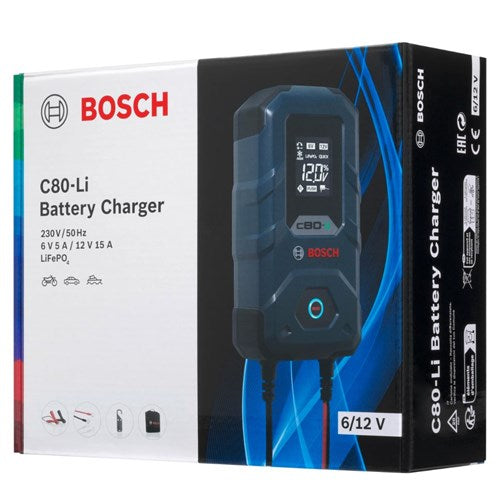Bosch akkulaturi C80 Li 6-12V akuille, latausvirta max 15A