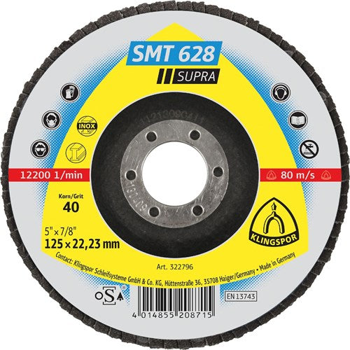 Klingspor SMT 628 lamellilaikka 125x22,23mm 40 suora. 10KPL/PKT