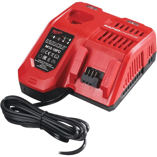Milwaukee M12-18 FC kaksipaikkainen akkulaturi pikalatauksella