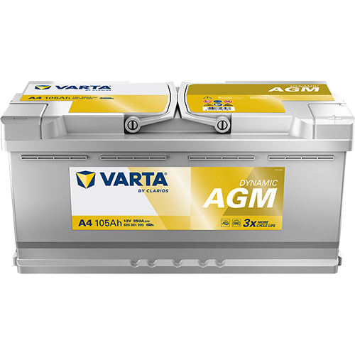 Varta Start Stop AGM A4 XEV12V 105Ah 950A (EN) 395x175x190 - +