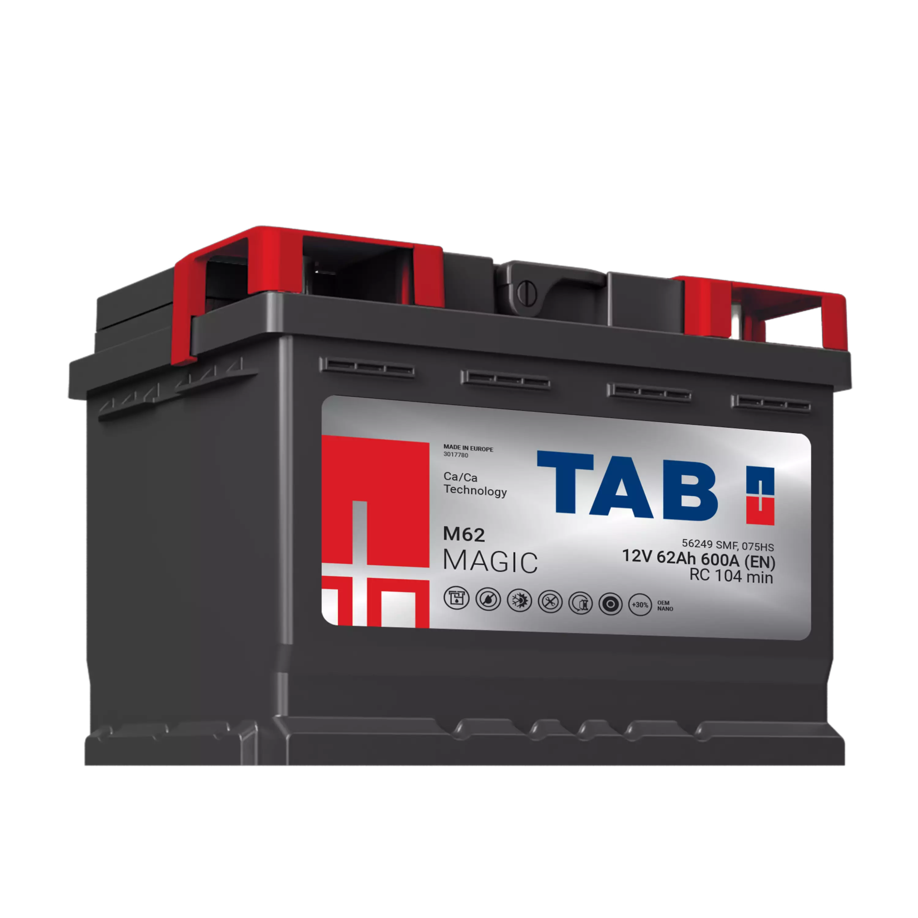 TAB käynnistysakku Magic M62 12V 62Ah 600A(EN) 242x175x175 - + (1000696)