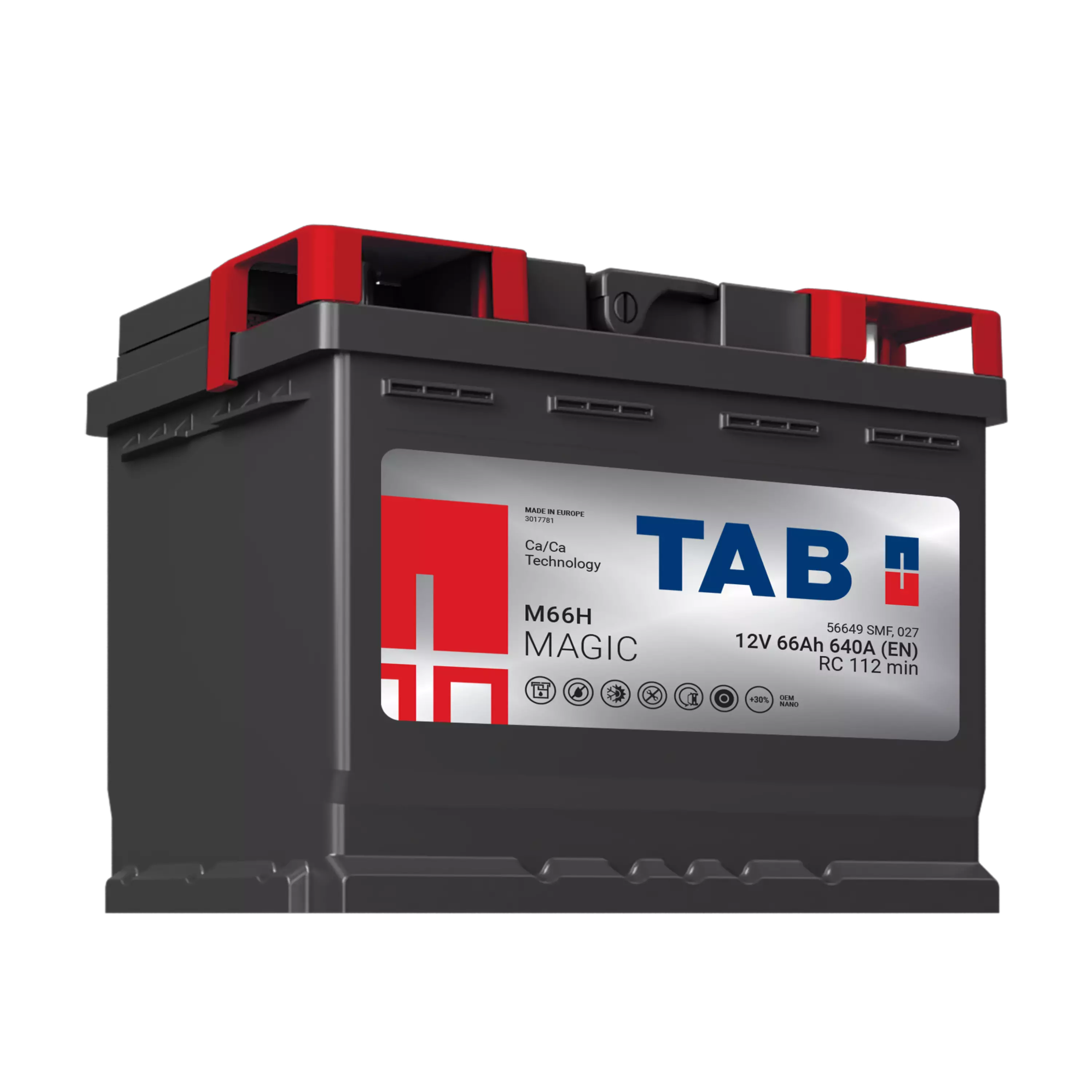 TAB käynnistysakku Magic M66H 12V 66Ah 640A (EN) 242x175x190 - + (1000697)