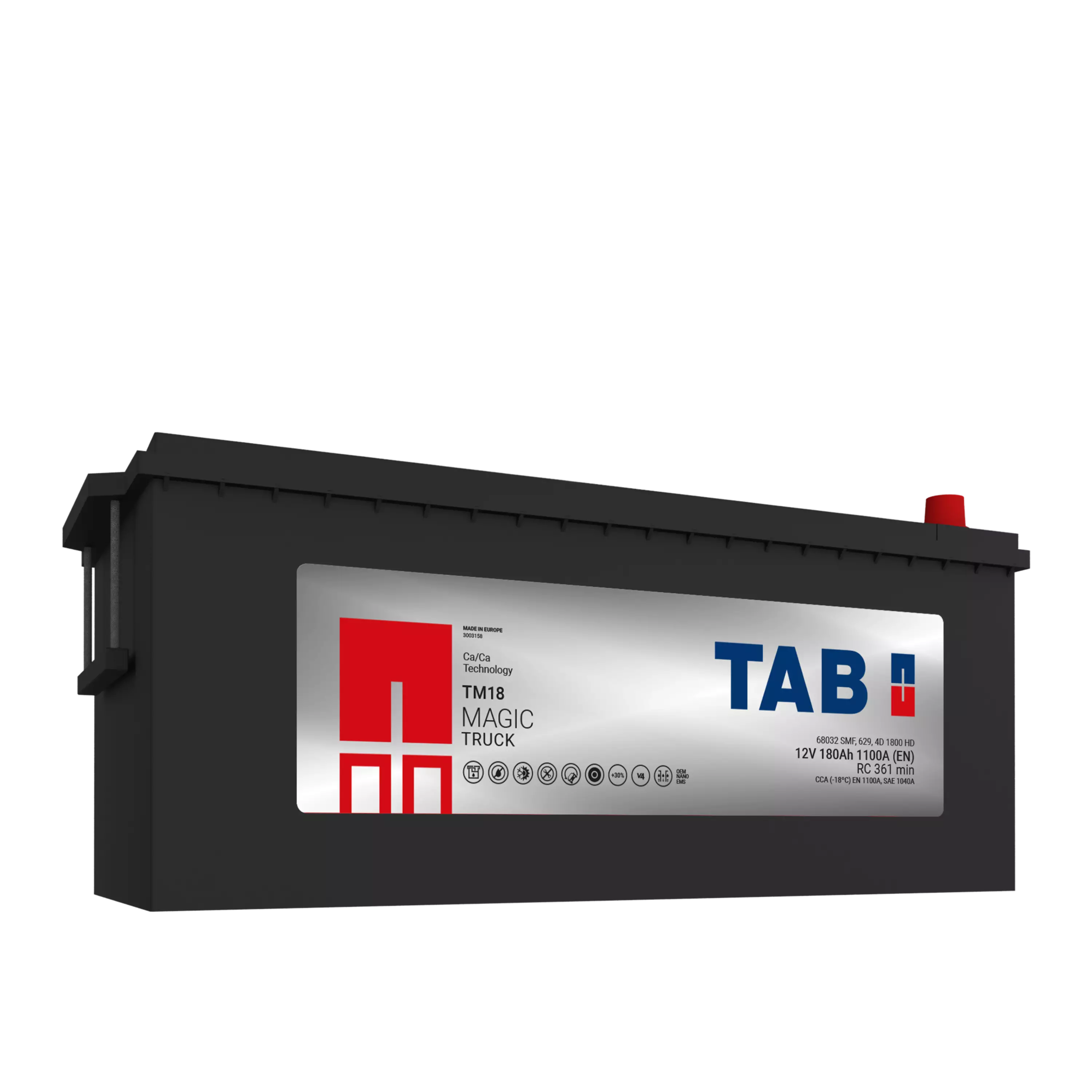 TAB käynnistysakku Magic Truck TM18 12V 180Ah 1100A(EN) 513x222x194/221 + - (1001474) EMC