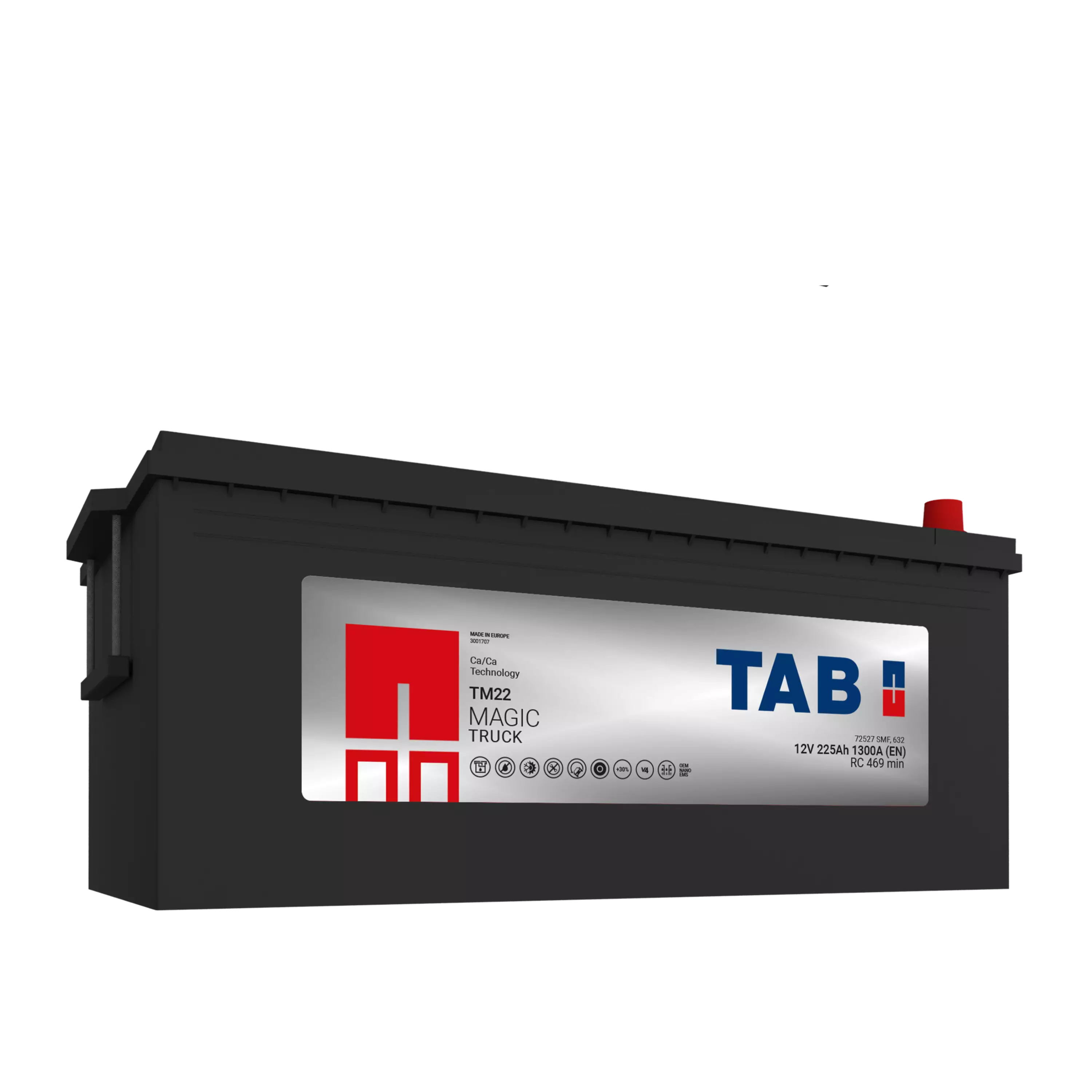 12V 225Ah 1300A(EN) TAB käynnistysakku Magic Truck TM22 517x275x214/241 + - (1000391) EMC