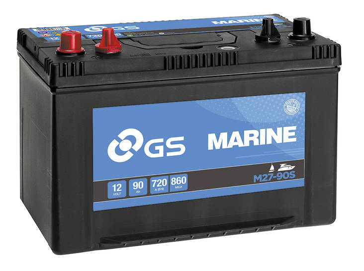 GS Marine akku M27-90S 12v 90Ah 860A(EN 304x173x225 + - tuplan.suljettumalli