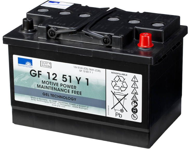 Sonnenschein geeliakku GF12/51Y1 12v51Ah 278x175x190 - + Dryfit