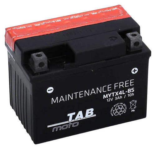 TAB Mp-Akku YTX4L-BS/MYTX4L-BS 12V 3Ah 50A 114x71x86 - + M849 YTX4L-BS