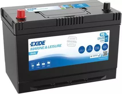 12V 95Ah/450Wh  Exide Dual Marine ER450 310x175x225 + -