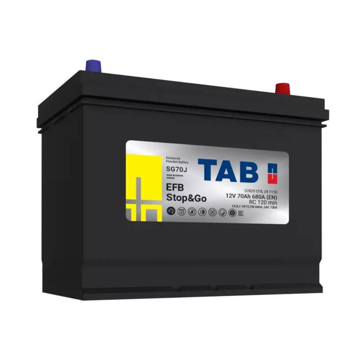 12V 70Ah 680A(EN) TAB EFB SG70J STOP&GO  259x175x221 - + (1000794)