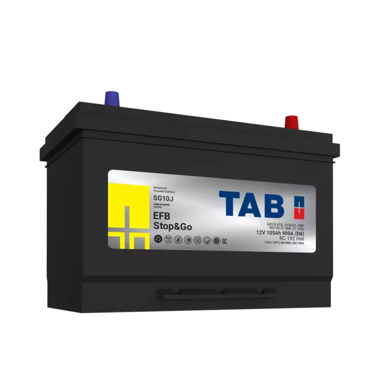 12V 105Ah 900A(EN) TAB käynnistysakku EFB SG10J STOP&GO 303x175x227 - + (1000786)