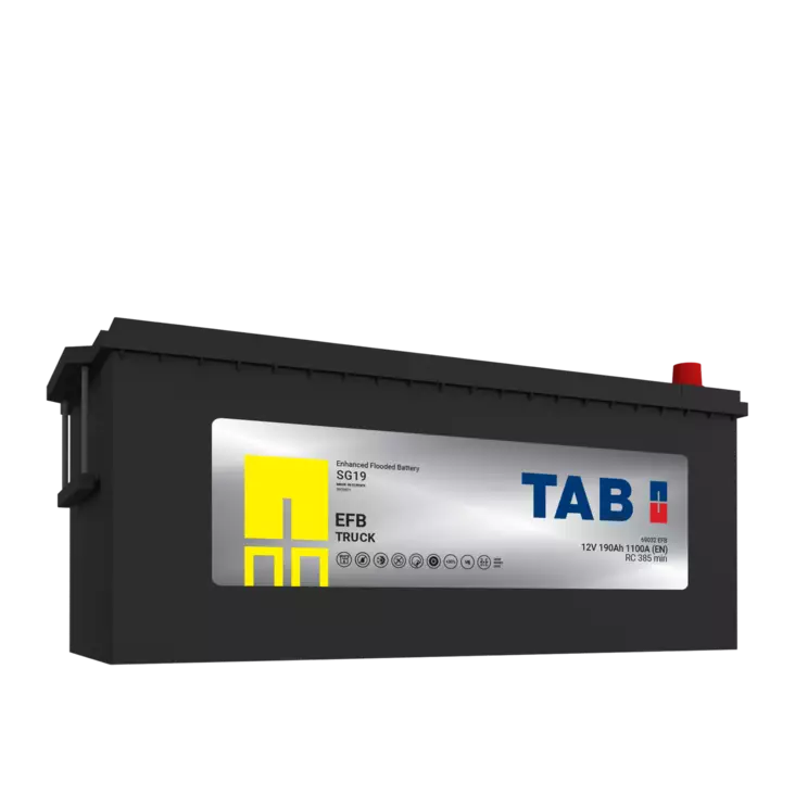 12V 190Ah 1100A(EN) TAB käynnistysakku EFB SG19 STOP&GO  507x224x194/221 + - (1001918)