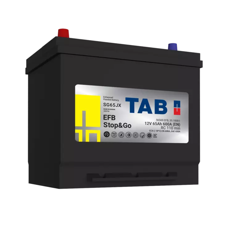 12V 65Ah 600A(EN) TAB käynnistysakku EFB SG65JX STOP&GO  230x173x220 + - (1000797)