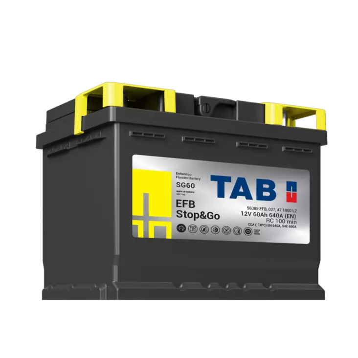 12V 60Ah 580A(EN) TAB käynnistysakku EFB SG60 STOP&GO  242x175x190 - + (1000787)