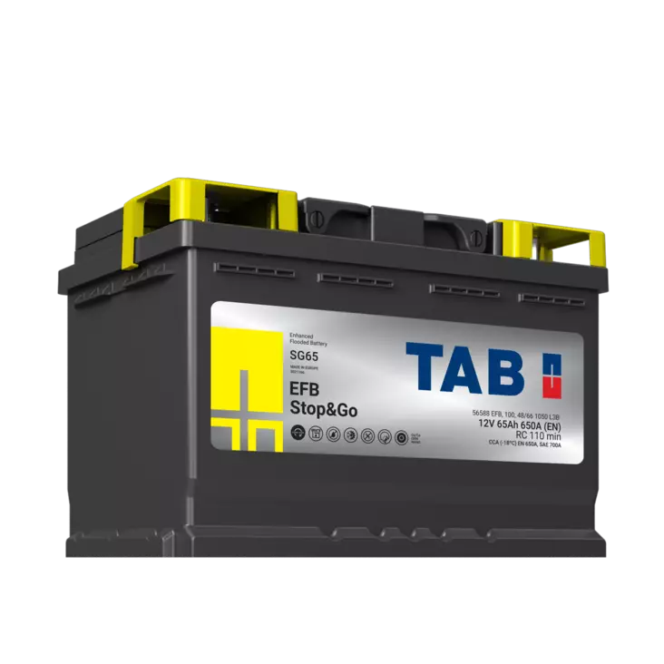 12V 65Ah 650A(EN) TAB käynnistysakku EFB SG65 STOP&GO  278x175x175 - + (1000788)