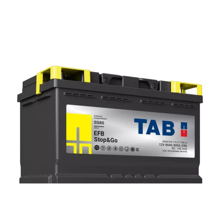 12V 80Ah 760A(EN) TAB käynnistysakku EFB SG80 STOP&GO  315x175x190 - + (1000791)