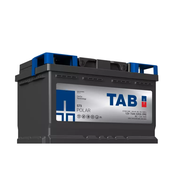12V 73Ah 630A(EN) TAB käynnistysakku Polar S S73  278x175x175 - + (1000872)