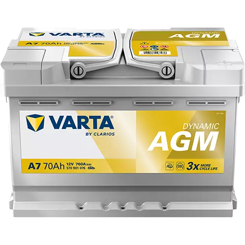 Varta Start Stop AGM A7 XEV12V 70Ah 760A 278x175x190 - +