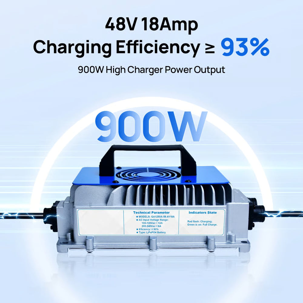 48 V 18 A LiFePO4-Akkulaturi 900 W